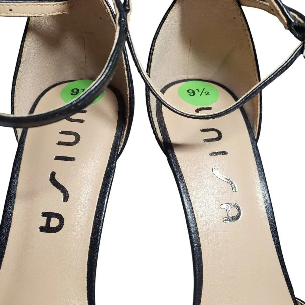 Unisa Black d'Orsay Ankle Strap Stiletto Heels